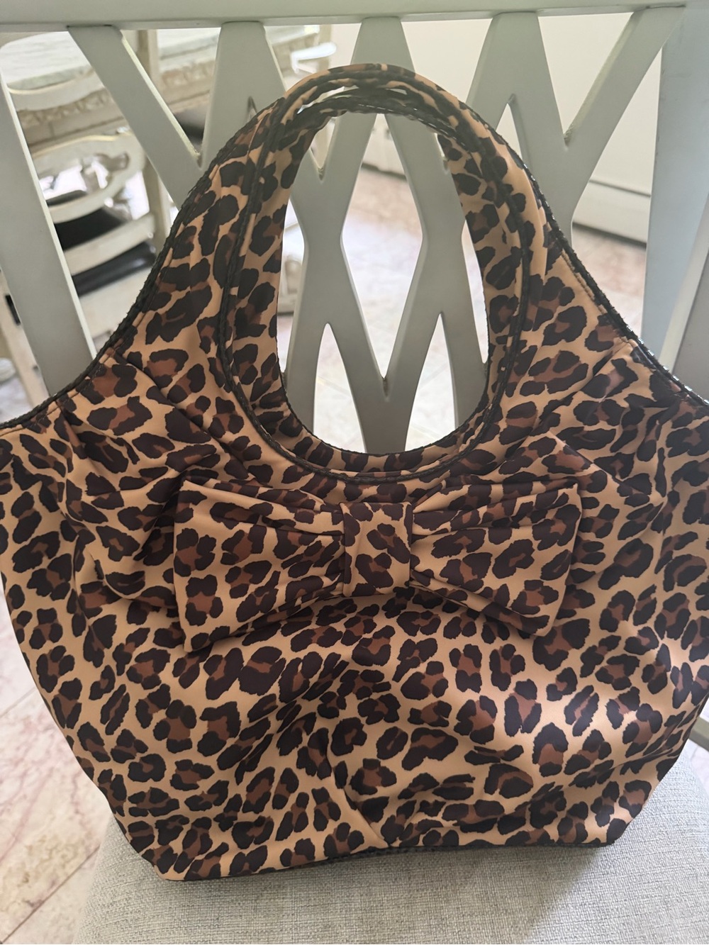 kate spade Leopard Print Bow Tote in Brown and Black
